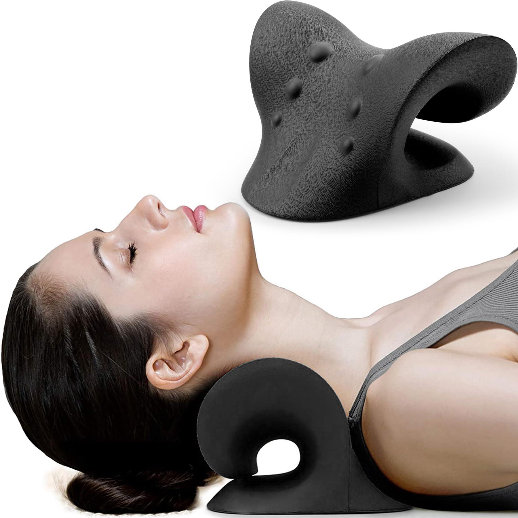 RESTCLOUD Neck and Shoulder Relaxer, black cervical traction device for TMJ pain relief