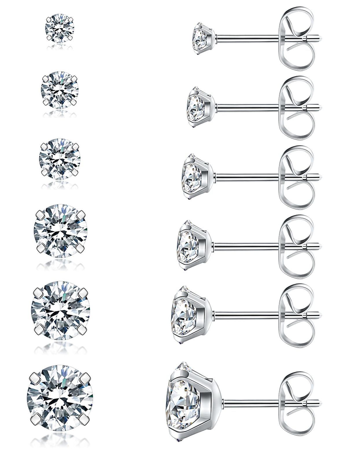Wssxc 6 Pairs Stud Earrings Set on a gray background