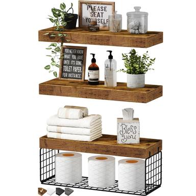QEEIG Bathroom Shelves Over Toilet Floating Shelves Set of 3 | Mubboo