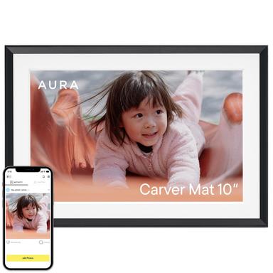 Aura Carver 10" HD WiFi Digital Picture Frame - Gravel with Mat