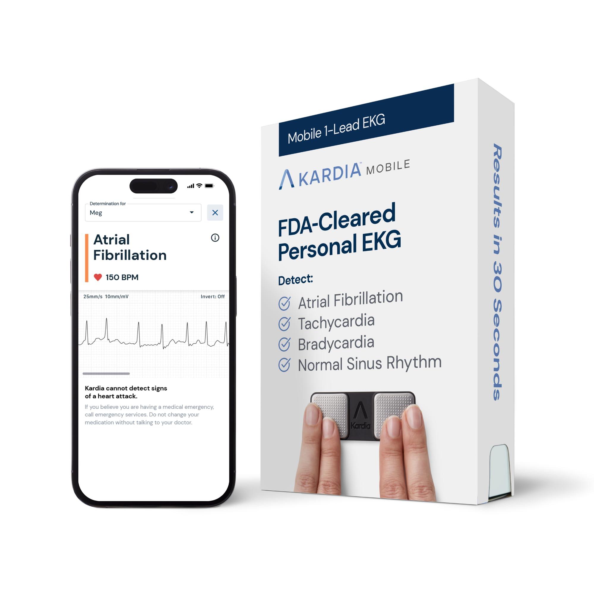 AliveCor KardiaMobile 1-Lead EKG Monitor displayed on a smartphone