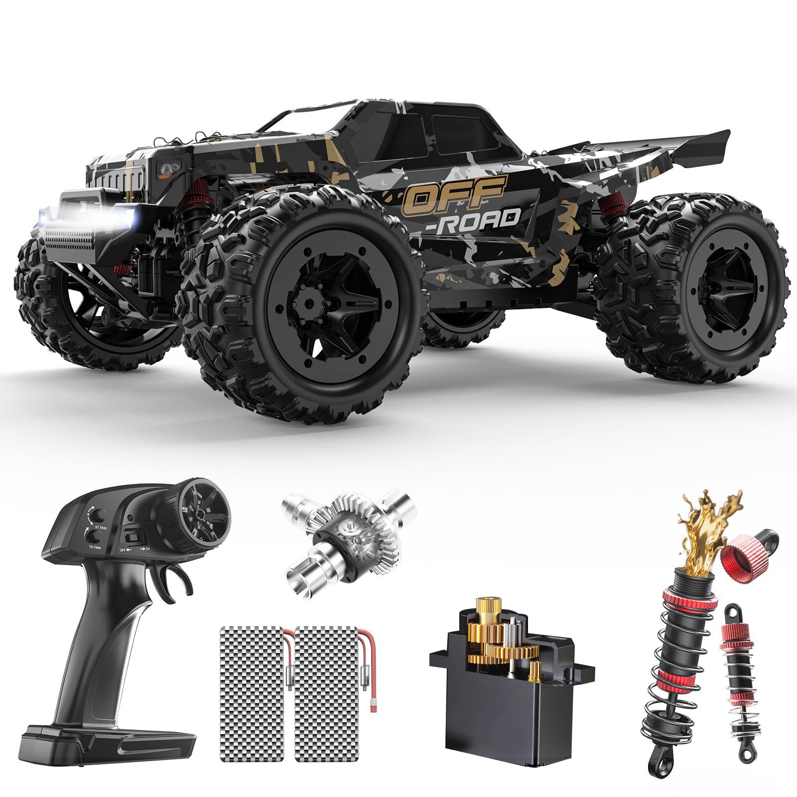 DEERC 9309E RC monster truck on dirt