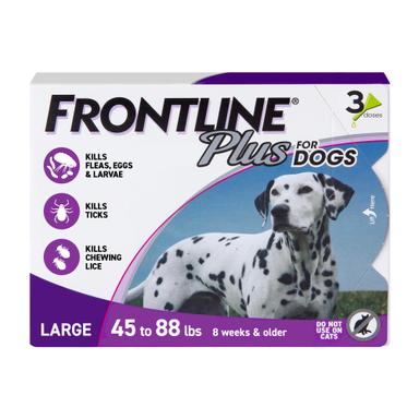 FRONTLINE Plus for Large Breed Dogs 45-88 lbs, 3 Doses | Mubboo