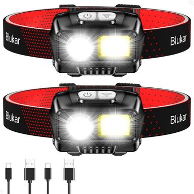 Blukar LED Headlamp Rechargeable 2-pack