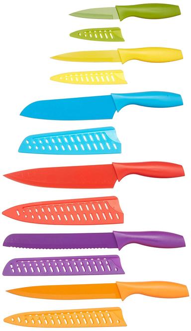 Amazon Basics Color-Coded Dishwasher Safe 12-Piece Knife Set | Mubboo