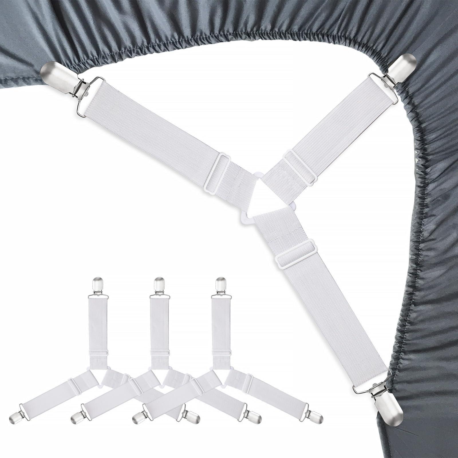 RayTour Bed Sheet Holder Straps holding fitted sheet securely on mattress