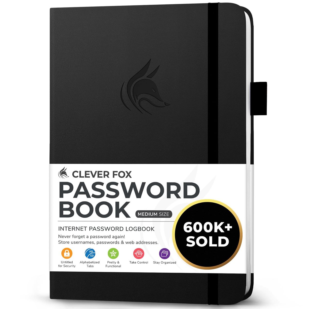 Clever Fox Password Book with alphabetical tabs | Mubboo