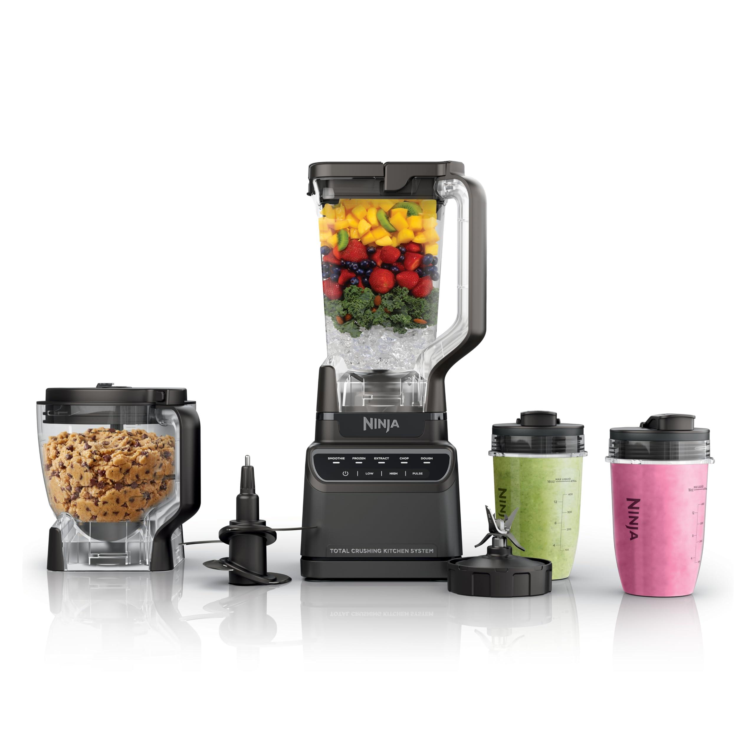 Ninja Kitchen System food processor with blending accessories on a countertop