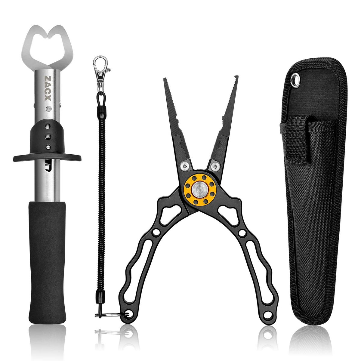 ZACX Fish Lip Gripper Pliers on a fishing dock
