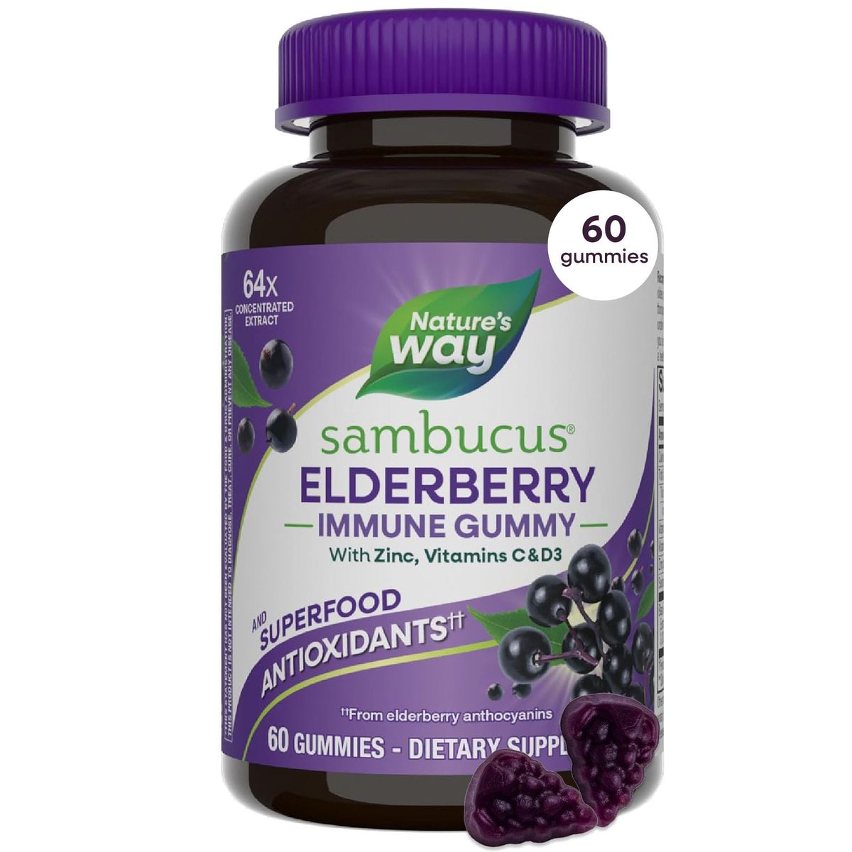 Nature's Way Sambucus Elderberry Gummies for immune support
