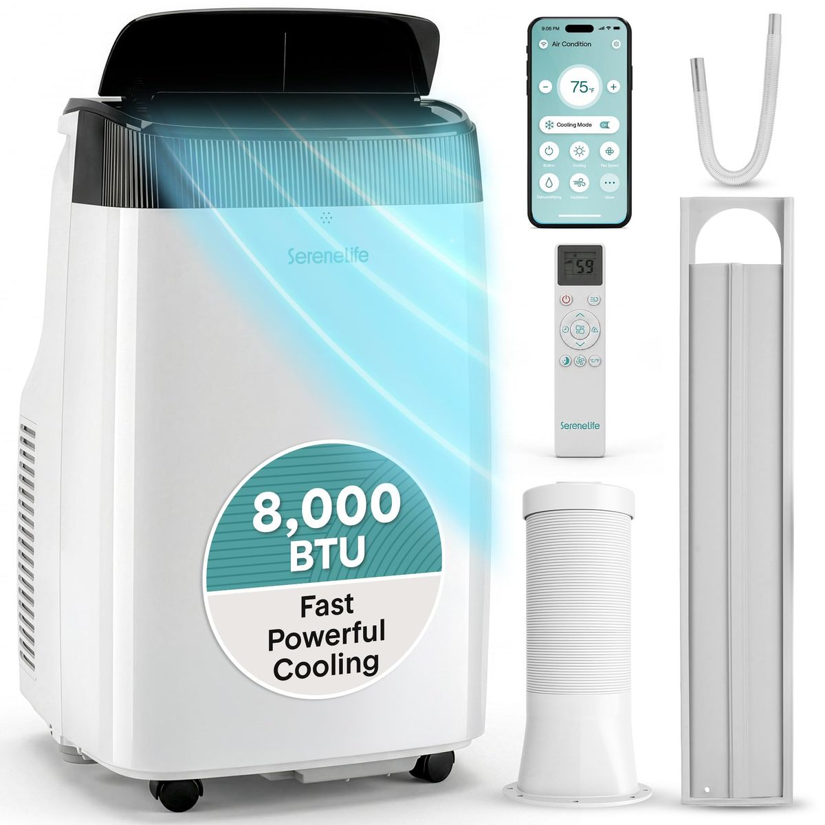 SereneLife Portable Air Conditioner 8000 BTU with WiFi | Mubboo