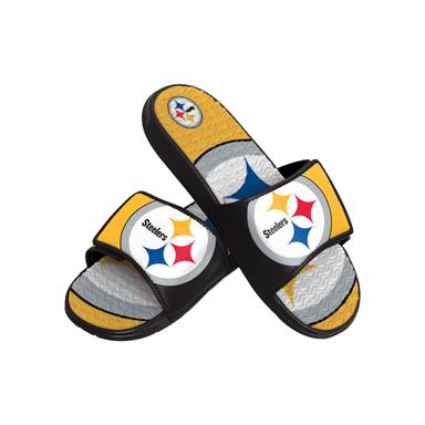 FOCO Pittsburgh Steelers Mens Colorblock Big Logo Gel Slides | Mubboo