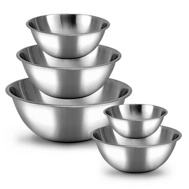 WHYSKO Meal Prep Stainless Steel Mixing Bowls, 5-Piece