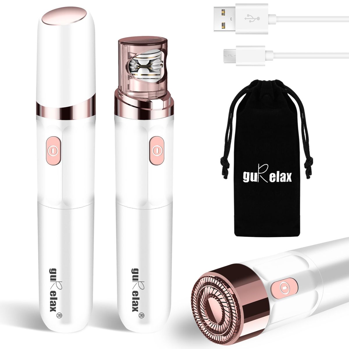 Gurelax facial hair remover epilator with brush and pouch
