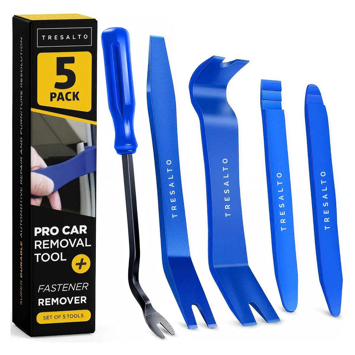 Tresalto Auto Trim Removal Tool Kit, 5-piece set, blue nylon tools