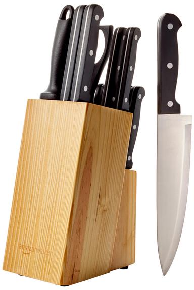 Amazon Basics 14-Piece High Carbon Stainless Steel Knife Set with Sharpener | Mubboo