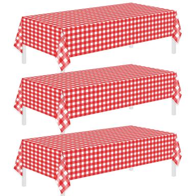 Childom Red & White Checkered Tablecloth (3-Pack) | Mubboo