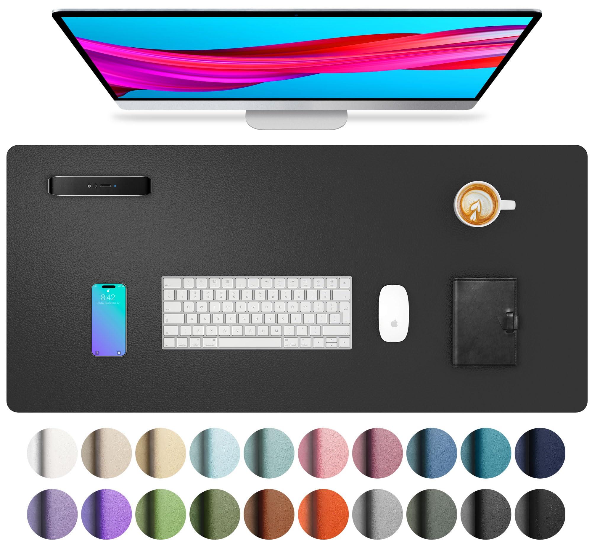 Aothia leather desk mat in a home office setup