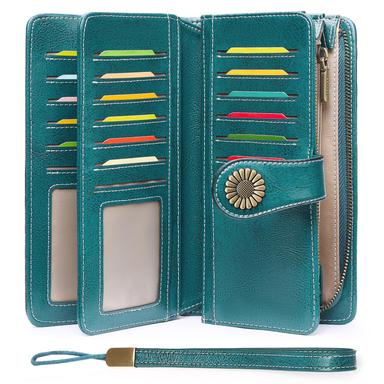SENDEFN Wallets for Women Leather Credit Card Holder with RFID Blocking Large Capacity Wristlet | Mubboo