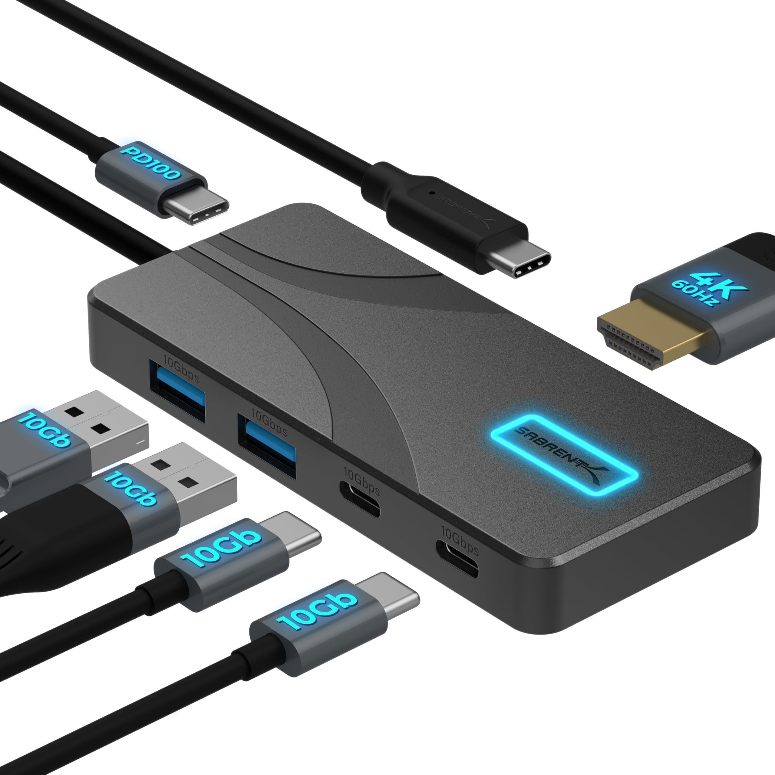 Sabrent USB C Hub 5-in-1, 10Gbps, 4K@60Hz HDMI