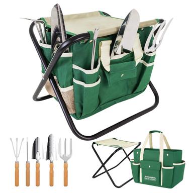 GardenHOME 7-Piece Set with Folding Stool