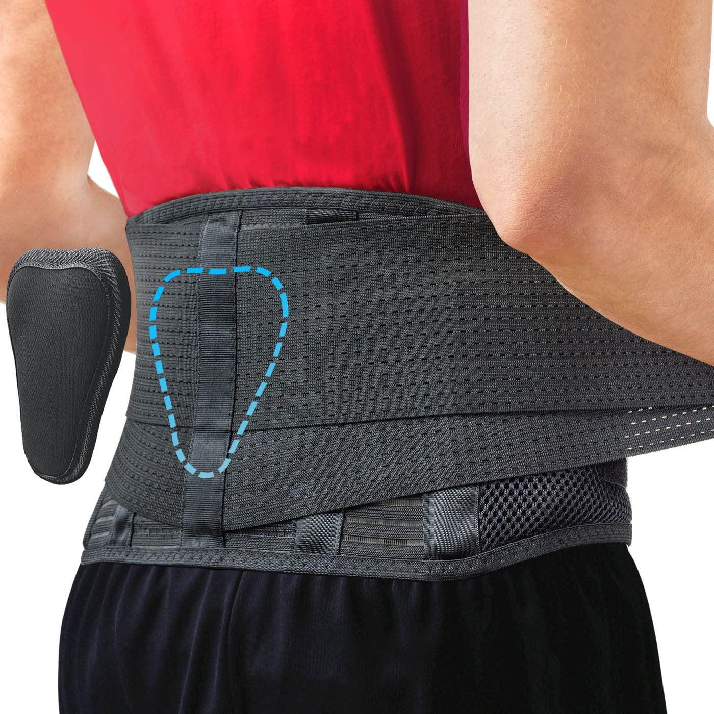 Sparthos Back Brace lumbar support belt in black with removable lumbar pad