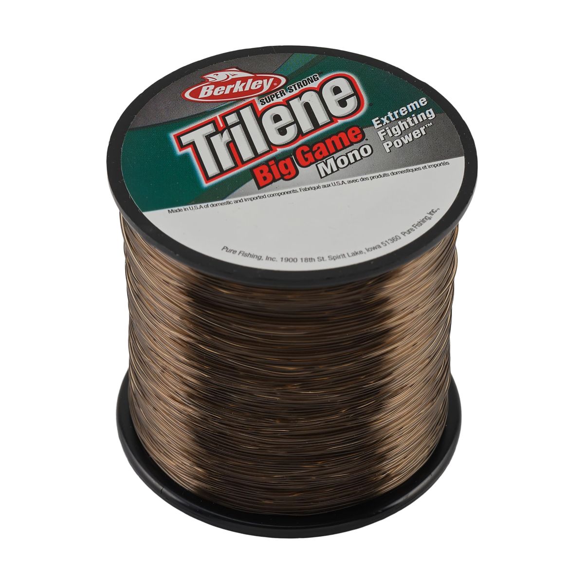 Spool of Berkley Trilene Big Game monofilament fishing line on a white background