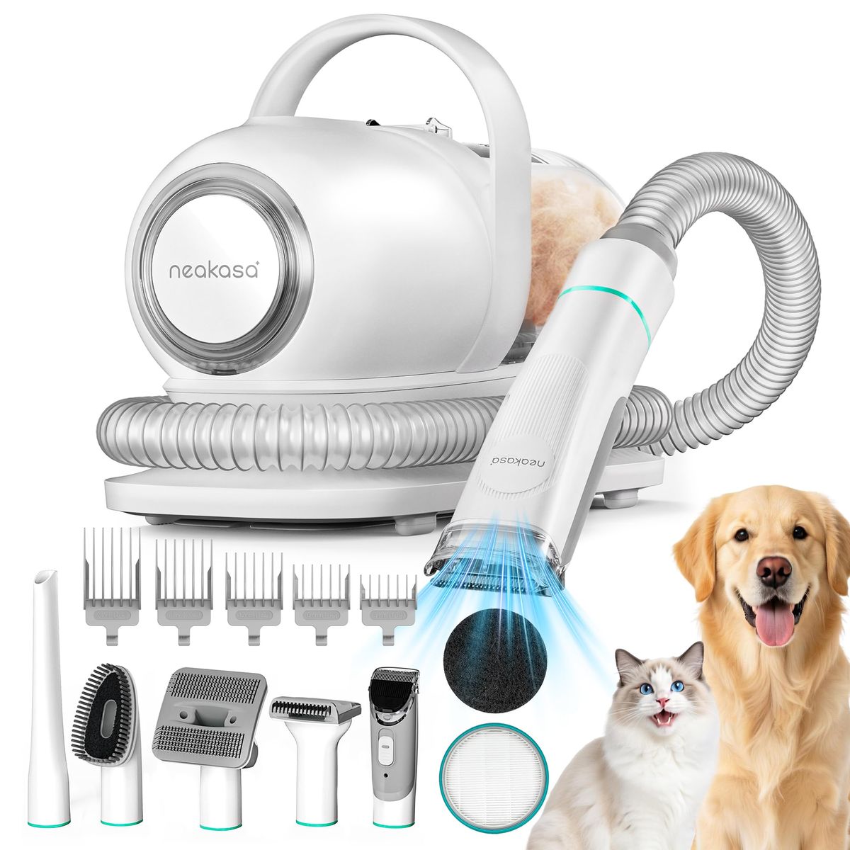 Neakasa P1 Pro Dog Grooming Vacuum Kit with multiple attachments