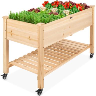 Best Choice Products Raised Garden Bed Mobile Elevated Wood Planter