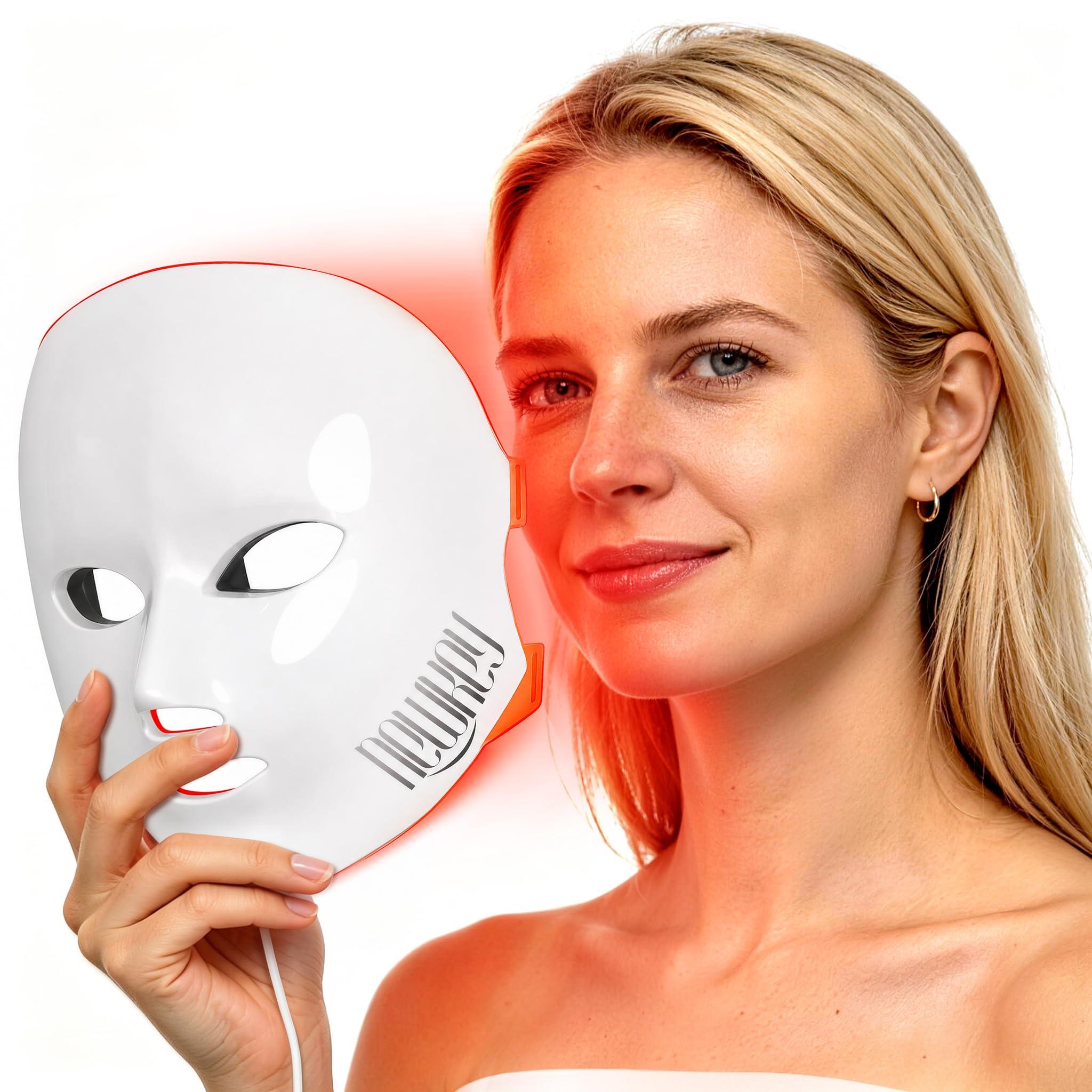 NEWKEY 4D LED Red Light Therapy Mask for Face Skin Glowing