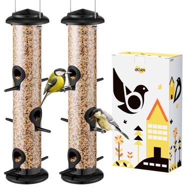 iBorn Metal Bird Feeder Hanging Wild Bird Seed Feeder, 15 Inch, Pack of 2 | Mubboo