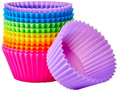 Amazon Basics Reusable Non-Stick Silicone Baking Cups, 12-Pack