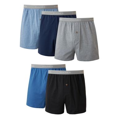 Hanes Moisture-Wicking Cotton Knit Boxers 5-Pack