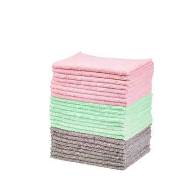 Amazon Basics Microfiber Cleaning Cloths, 24-Pack (Green/Gray/Pink)