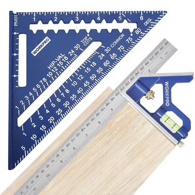 WORKPRO Aluminum Alloy Speed Square and Zinc-Alloy Combo Set | Mubboo