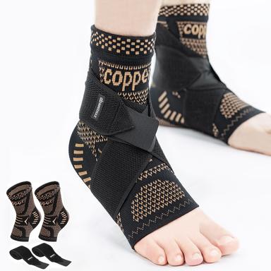 INDEEMAX Ankle Brace Compression Sleeve - 2 Pack Copper Infused