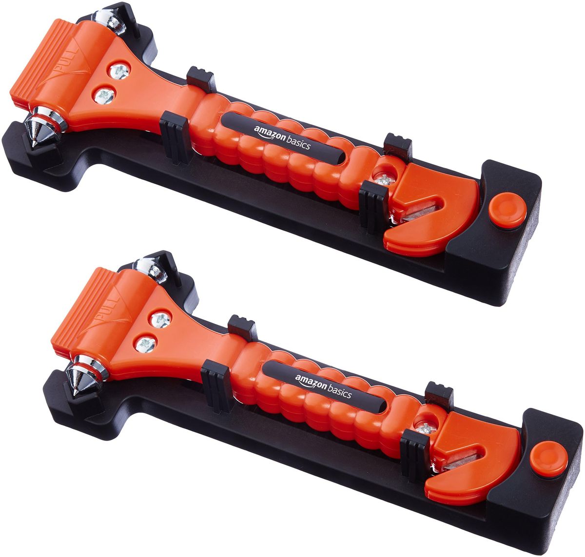 Amazon Basics Emergency Escape Tool 2-pack, bright orange with window breaker and seatbelt cutter