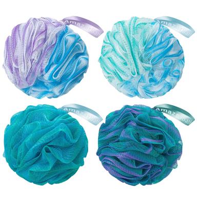AmazerBath Loofah Sponge 4-Pack (Green-Purple)