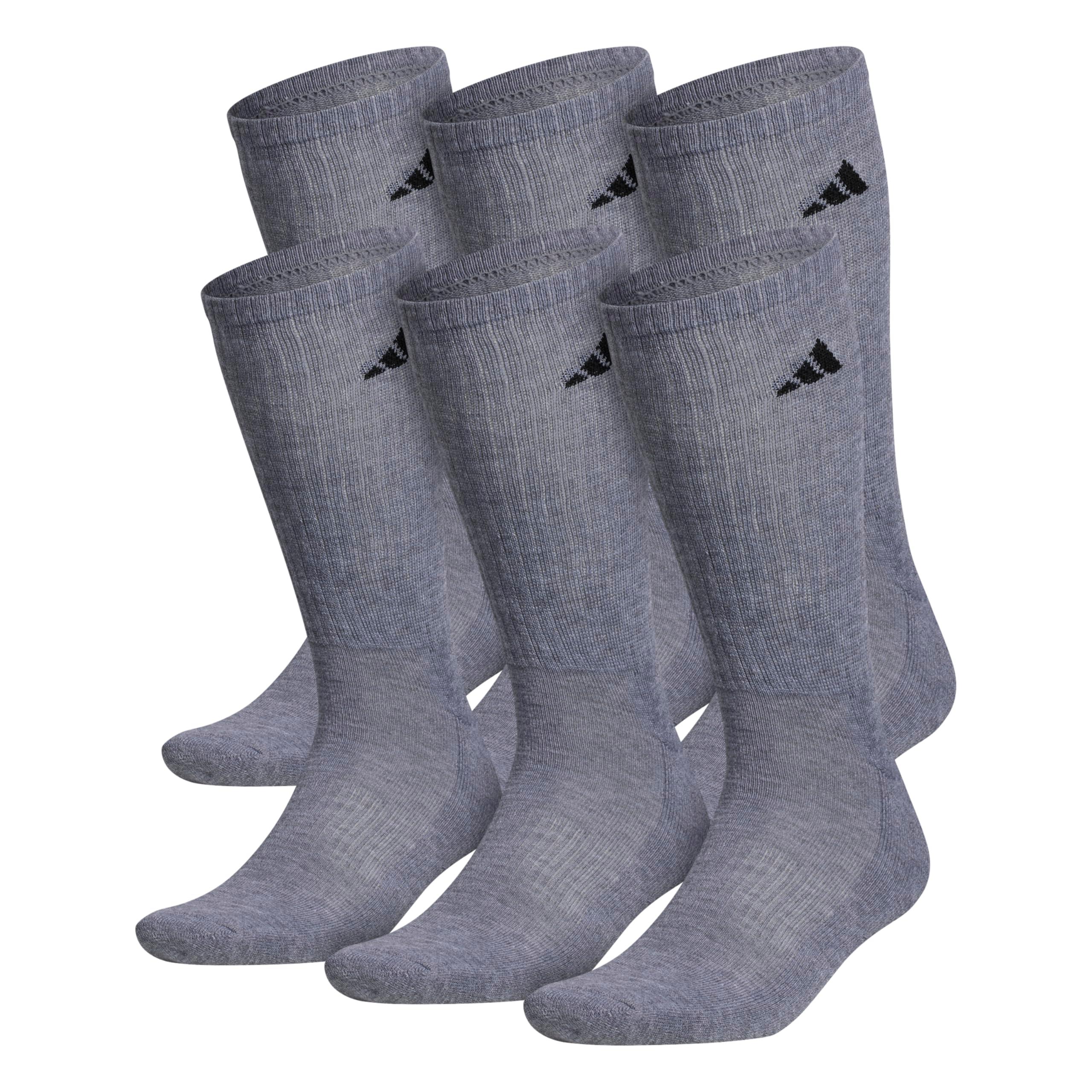 adidas Men's Athletic Cushioned Crew Socks 6-pack in white on neutral background