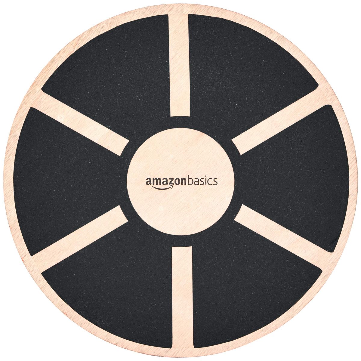 Amazon Basics Wood Wobble Balance Trainer Board on exercise floor