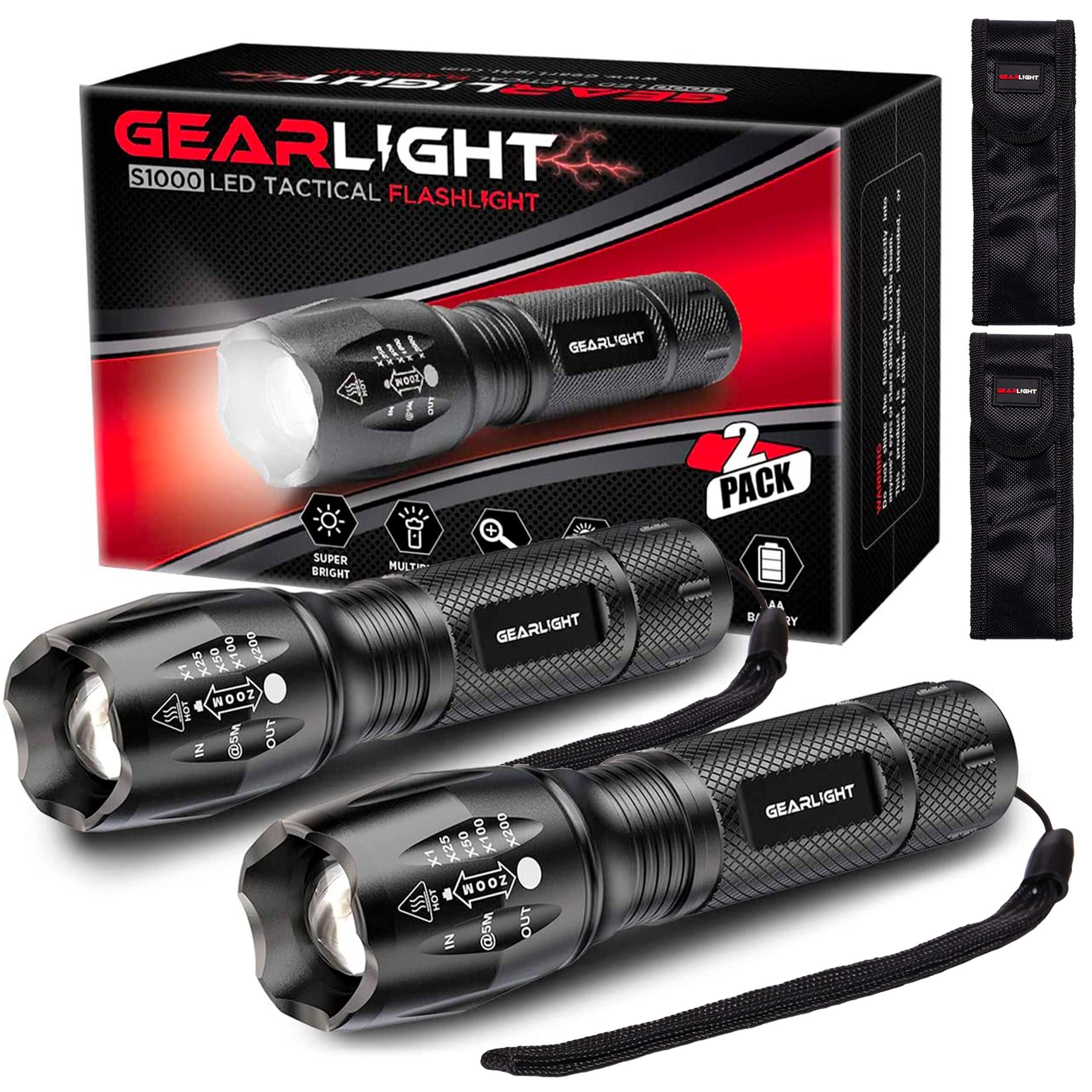 GearLight S1000 LED tactical flashlight 2-pack