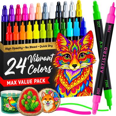 ARTISTRO Dual-Tip Acrylic Paint Markers, 24ct