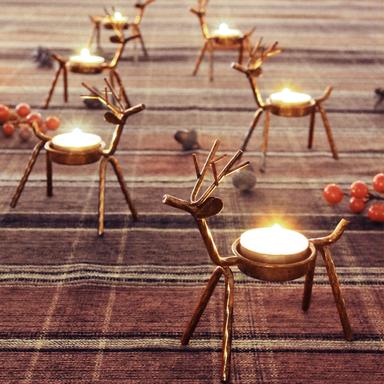 FORUP 6 Pack Metal Reindeer Tea Light Candle Holders | Mubboo