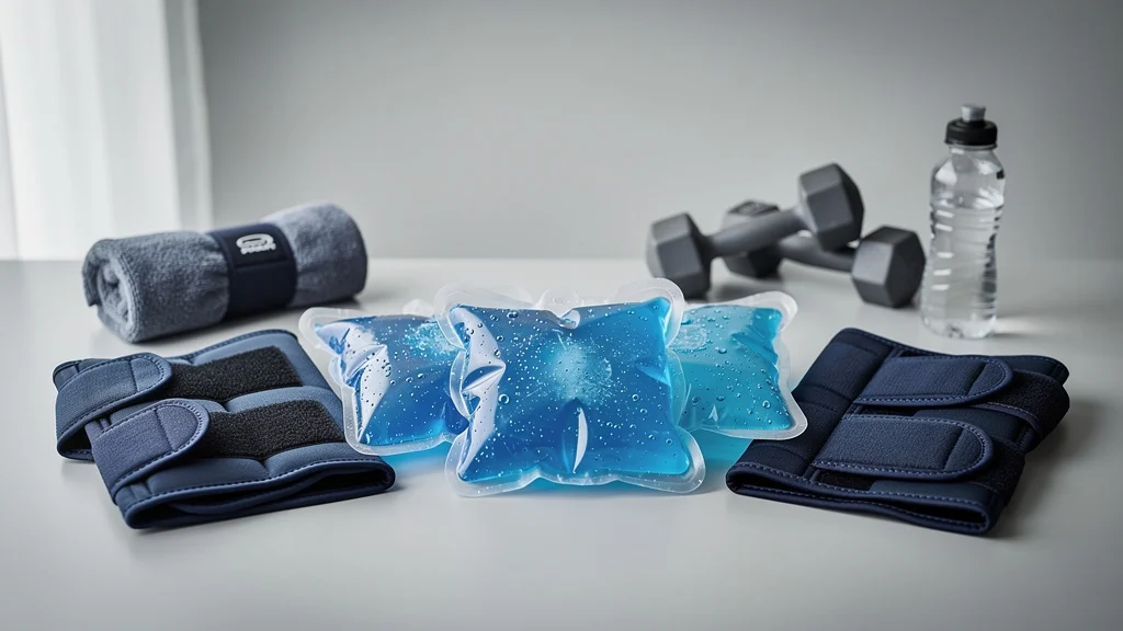 Two ice pack brands compared side by side on a kitchen counter — Everlasting Ice RX's adjustable gel wrap next to AllSett Health's multi-shape variety pack, both partially frozen and flexible, representing the SKU-by-SKU brand matchup covered in this guide.