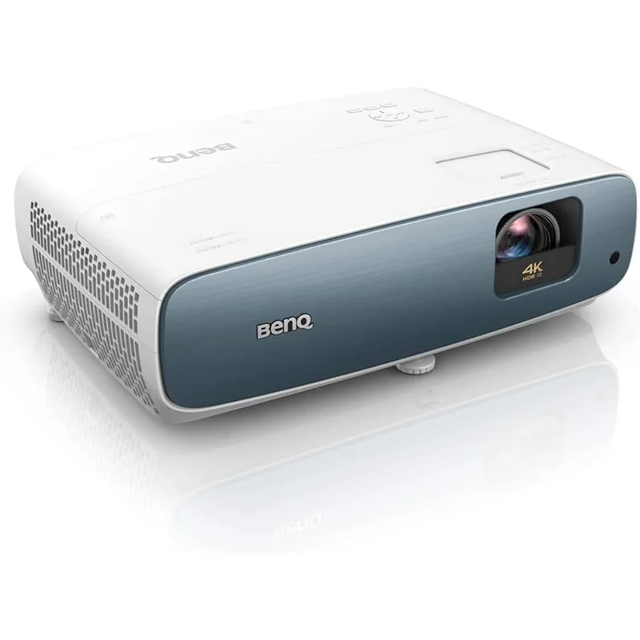 BenQ TK850i true 4K HDR-PRO smart home theater projector with white top, blue-gray front, side ventilation, mainstream living-room form factor