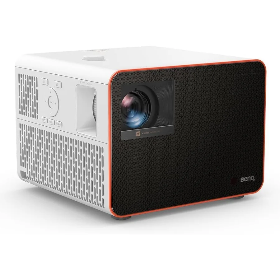 BenQ X3100i true 4K UHD 4LED gaming projector with 240Hz refresh rate, white body and orange-accent ventilation grilles, designed for console and PC gaming