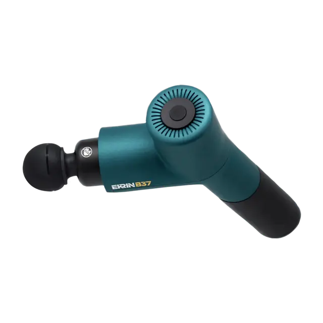 Ekrin Athletics B37 percussive massage gun in matte black with ergonomic T-grip handle