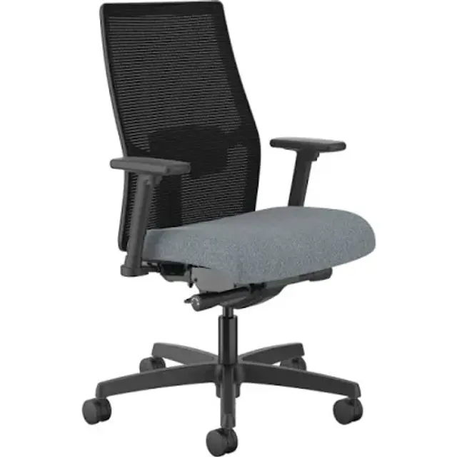 HON Ignition 2.0 mid-back mesh task chair with built-in lumbar support, 4-way adjustable arms, padded seat