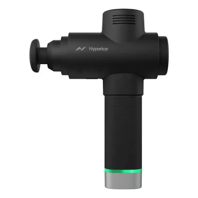 Hypervolt 2 Pro percussive massage gun in matte black with red accents and T-grip handle