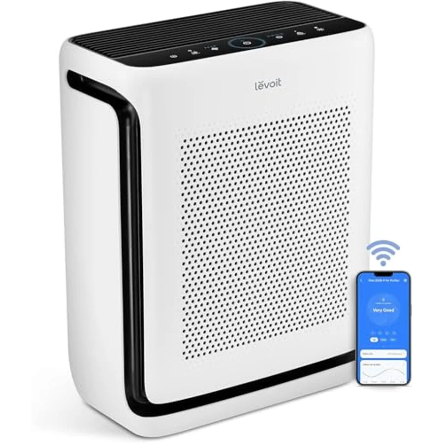 Levoit Vital 200S-P air purifier in white, smart True HEPA H13 unit with three-stage filter and app control